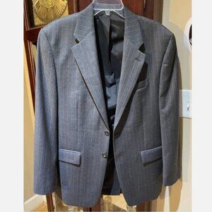 Ralph Lauren Green Label Wool Gray Pin Strip Blazer Suit Jacket Size 40R